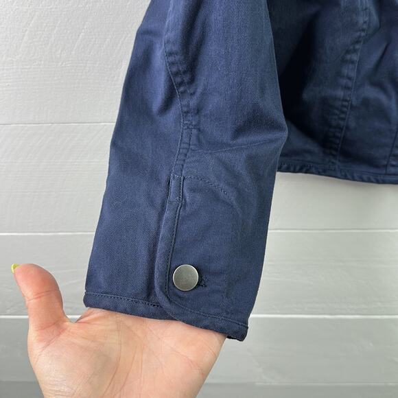 PENDELTON Navy Blue‎ Silver Button Up Crew Neck Cotton Long Sleeve Jacket Size S - Picture 7 of 12
